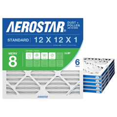 Aerostar vista frontal del paquete de 6 que muestra compatibilidad y tamaño