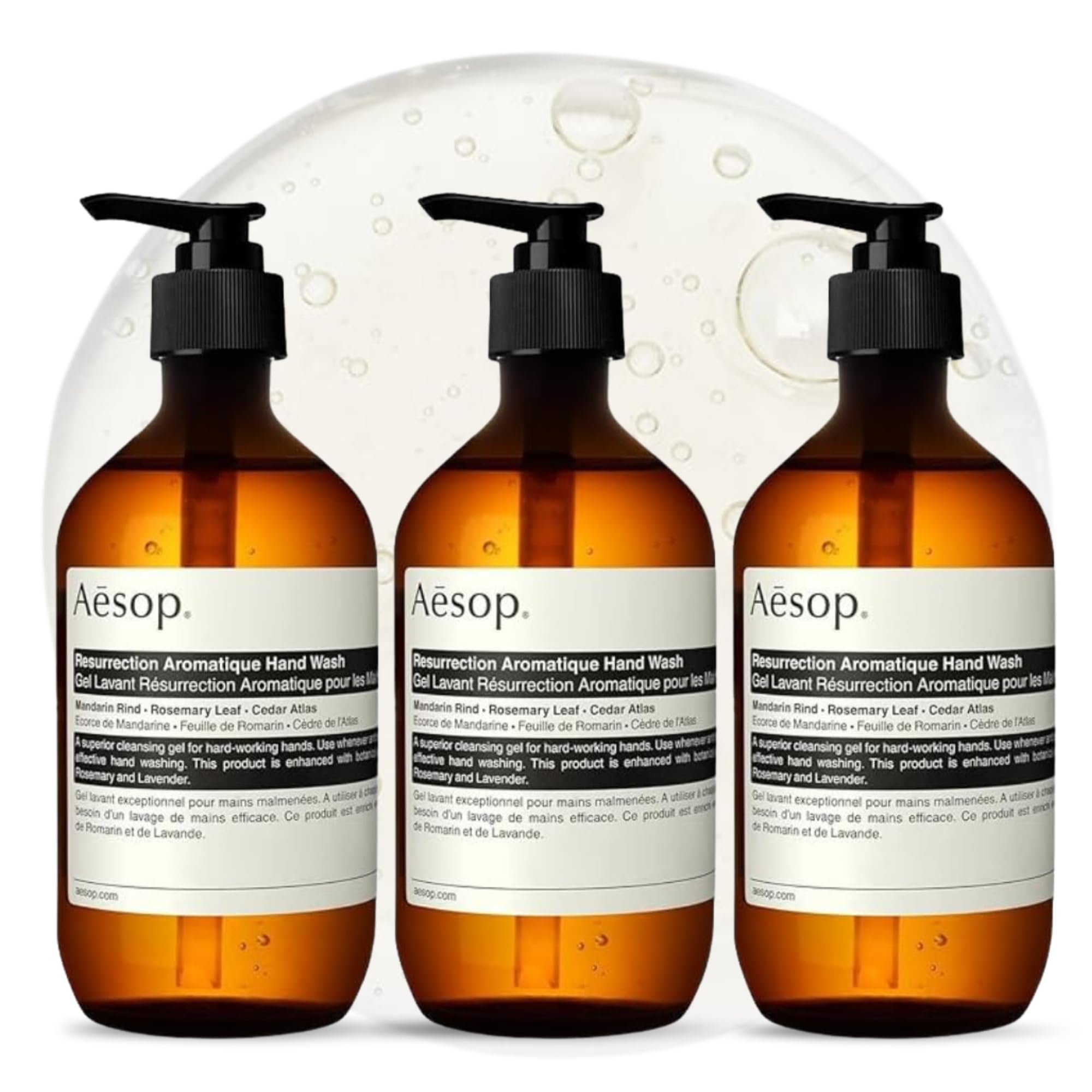 Aesop envase frontal mostrando diseño y beneficio limpieza eficaz