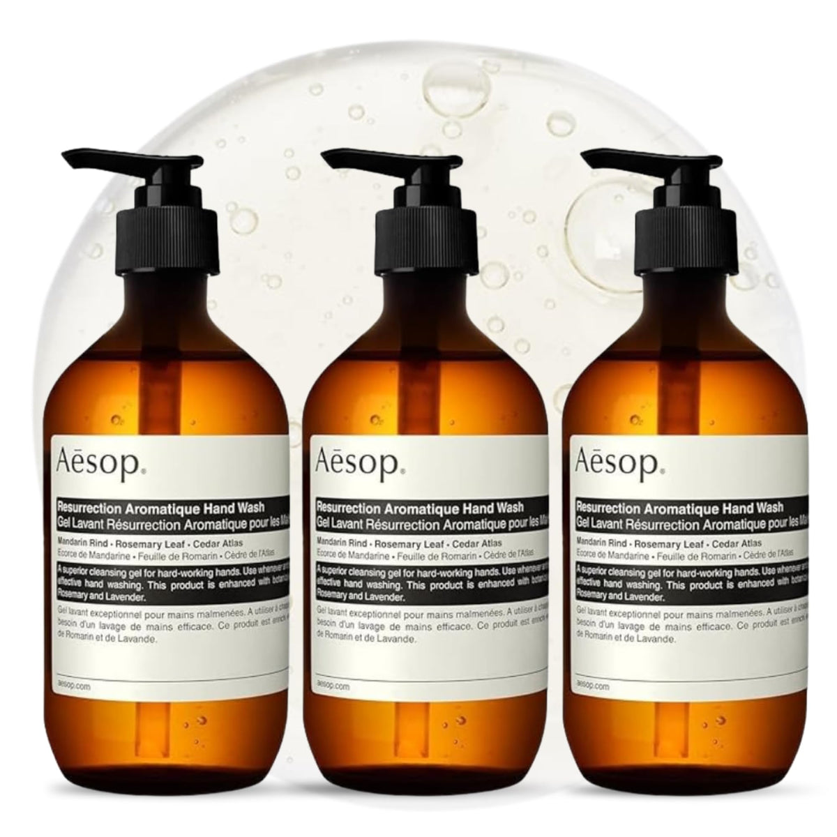 Aesop envase frontal mostrando diseño y beneficio limpieza eficaz