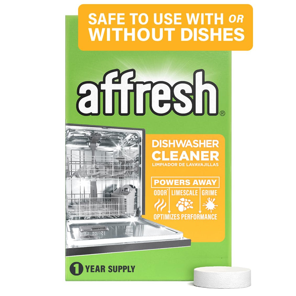 Affresh paquete frontal de 12 tabletas mostrando contenido y facilidad de uso