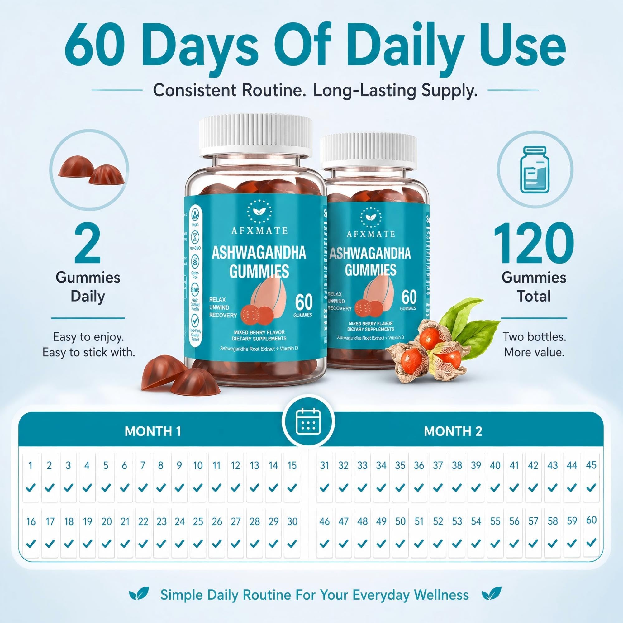 AFX MATE etiqueta nutricional enfocada en dosis de ashwagandha y vitamina D3