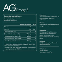 AG1 etiqueta nutricional con información de EPA y DHA verificada
