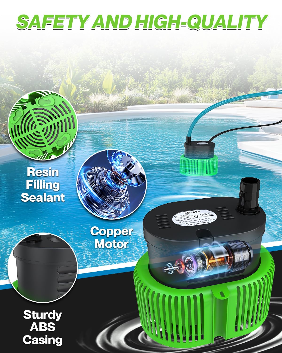 AgiiMan en uso vaciando agua de piscina sobre suelo con eficacia