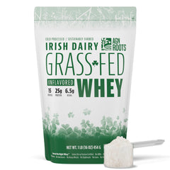 AGN Roots frente del empaque que muestra sello grass‑fed y beneficio de trazabilidad