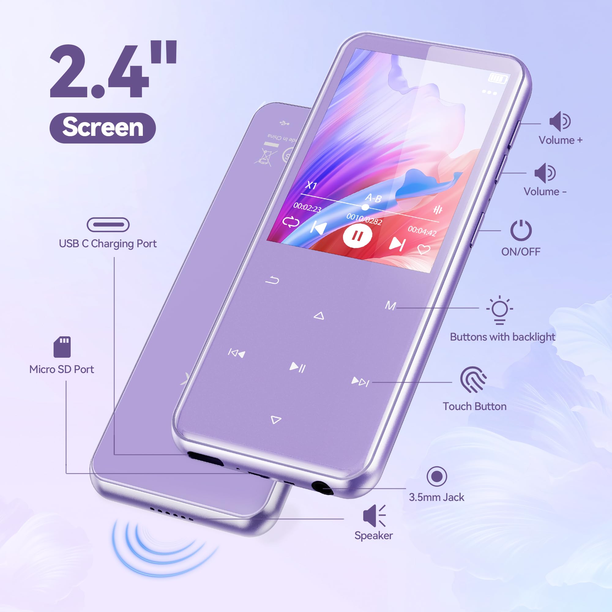 AGPTEK M3 junto a smartphone para comparar tamaño compacto y portabilidad