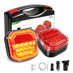 Agrieyes vista frontal del kit con luces magnéticas y estuche, facilita instalación rápida