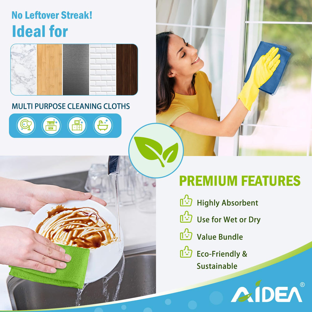 AIDEA paño junto a mano muestra tamaño práctico de 12x12 pulgadas