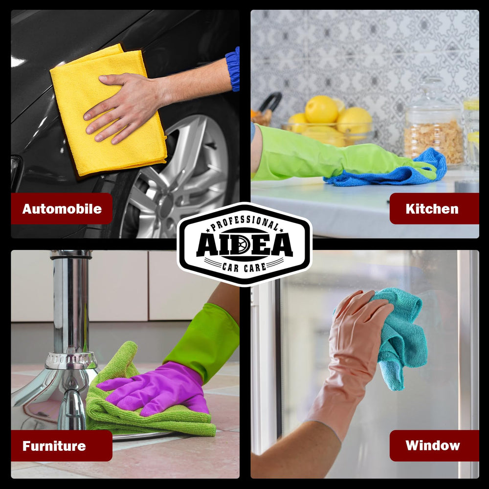 AIDEA paño en mano mostrando tamaño 12 por 12 pulgadas