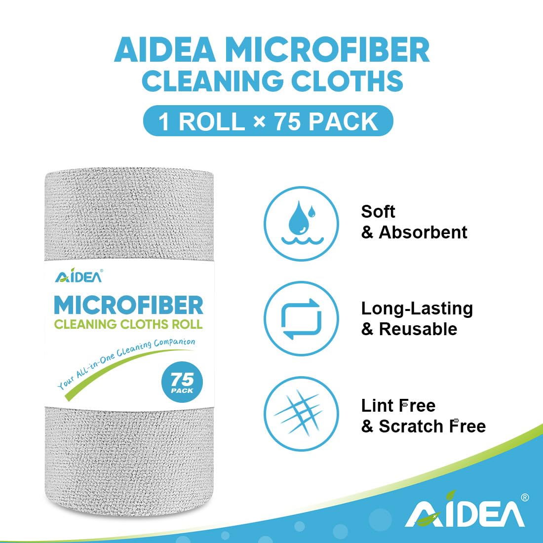AIDEA textura de microfibra en primer plano mostrando alta absorción