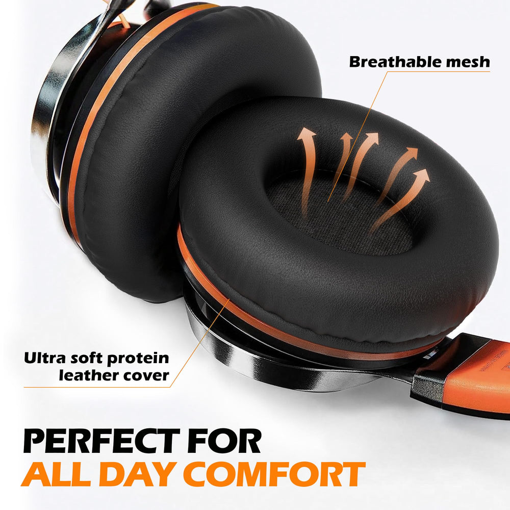 AILIHEN C8 earcup close-up highlighting soft padding and comfortable on-ear fit for long wear