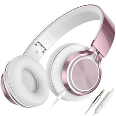 AILIHEN C8 vista frontal del auricular rose gold, diseño plegable y elegante