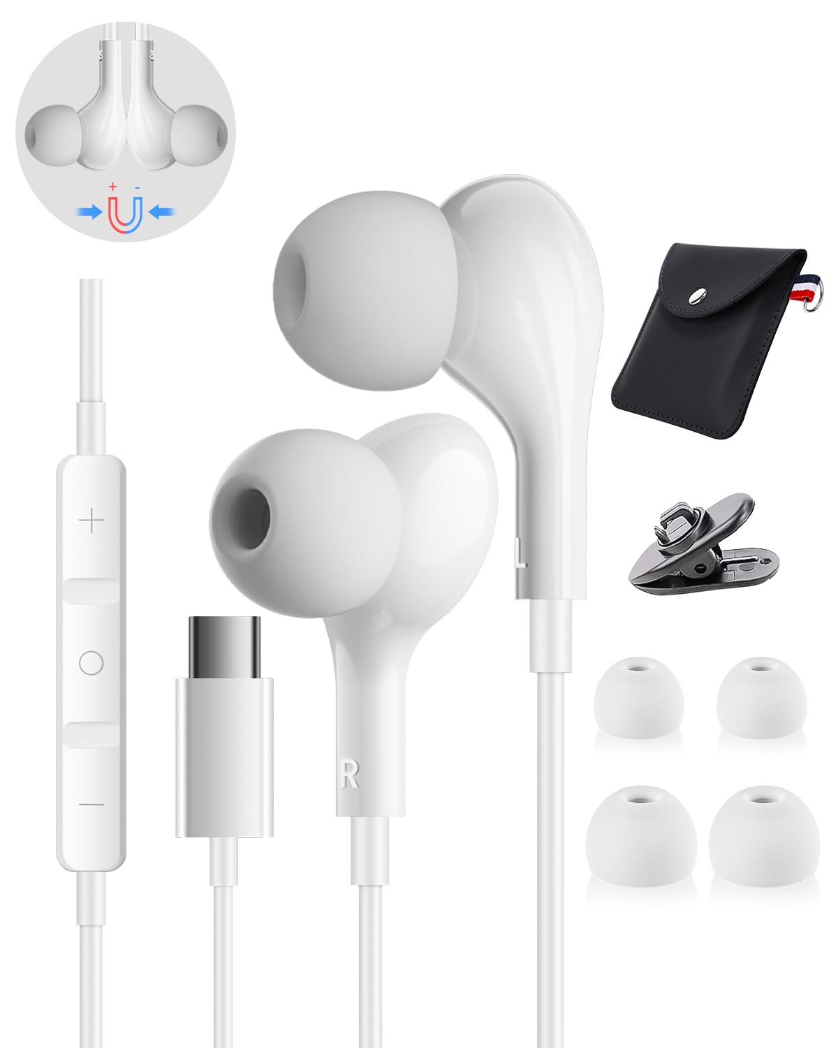 AILZPXX vista frontal del paquete mostrando auriculares y accesorios, conveniencia de inicio