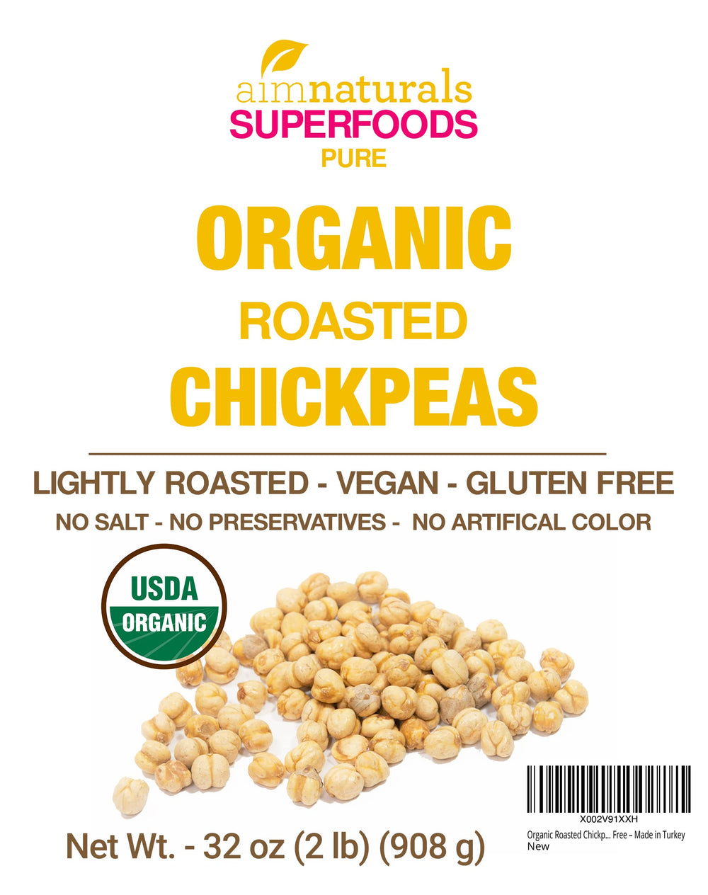 aimnaturals etiqueta USDA Organic y lista de características claras