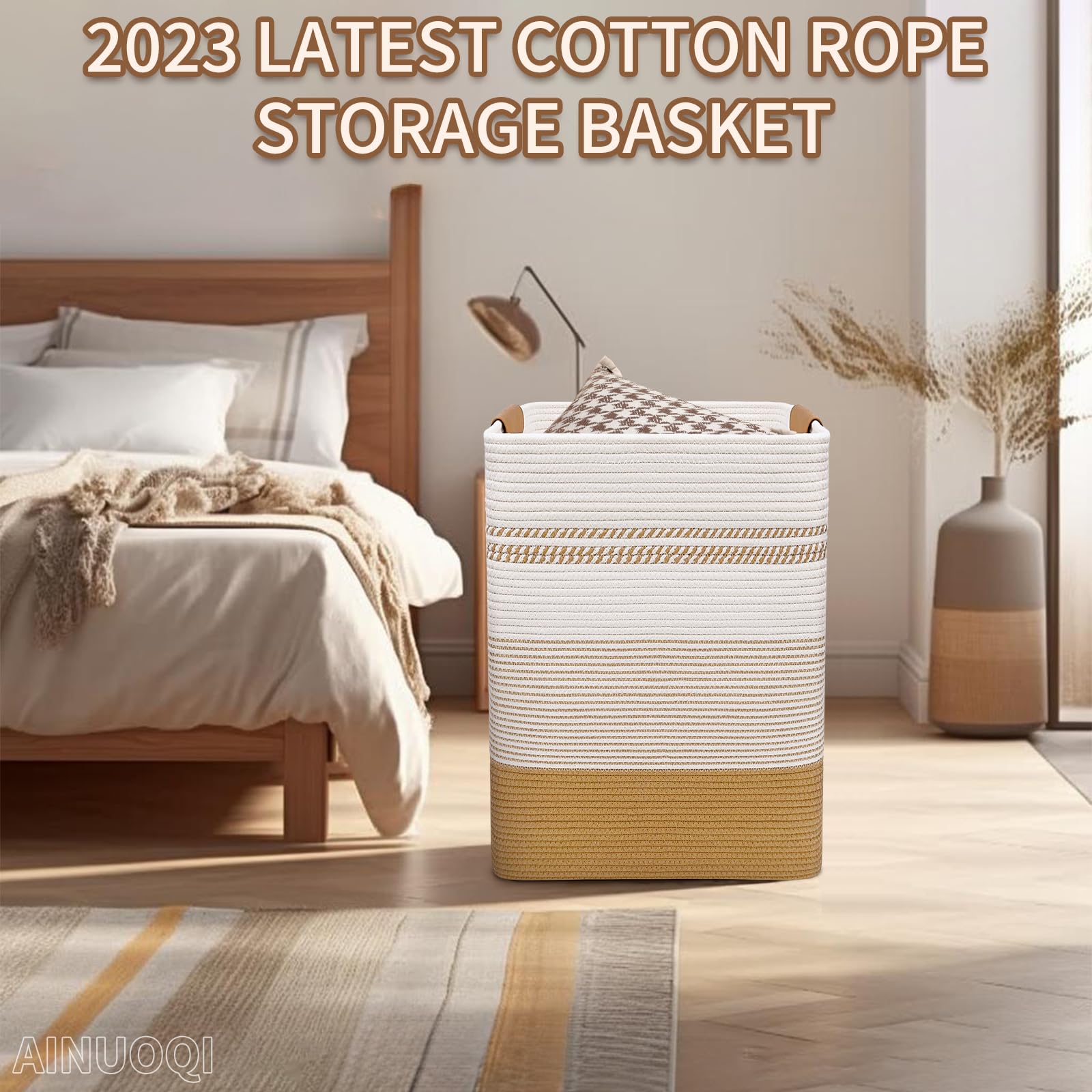 AINUOQI cesto junto a cama en dormitorio, almacenamiento elegante