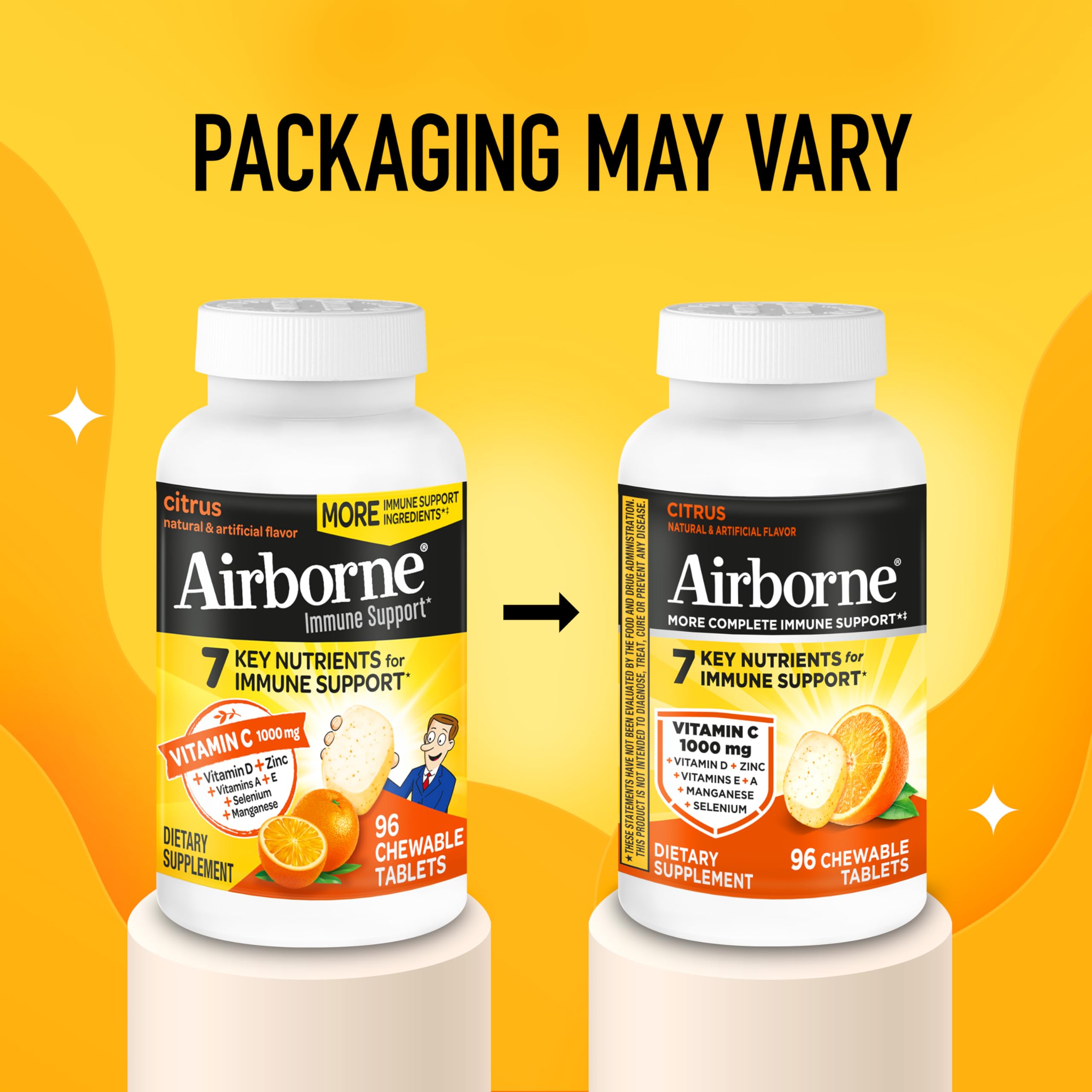 Airborne etiqueta con información nutricional y claridad sobre ingredientes