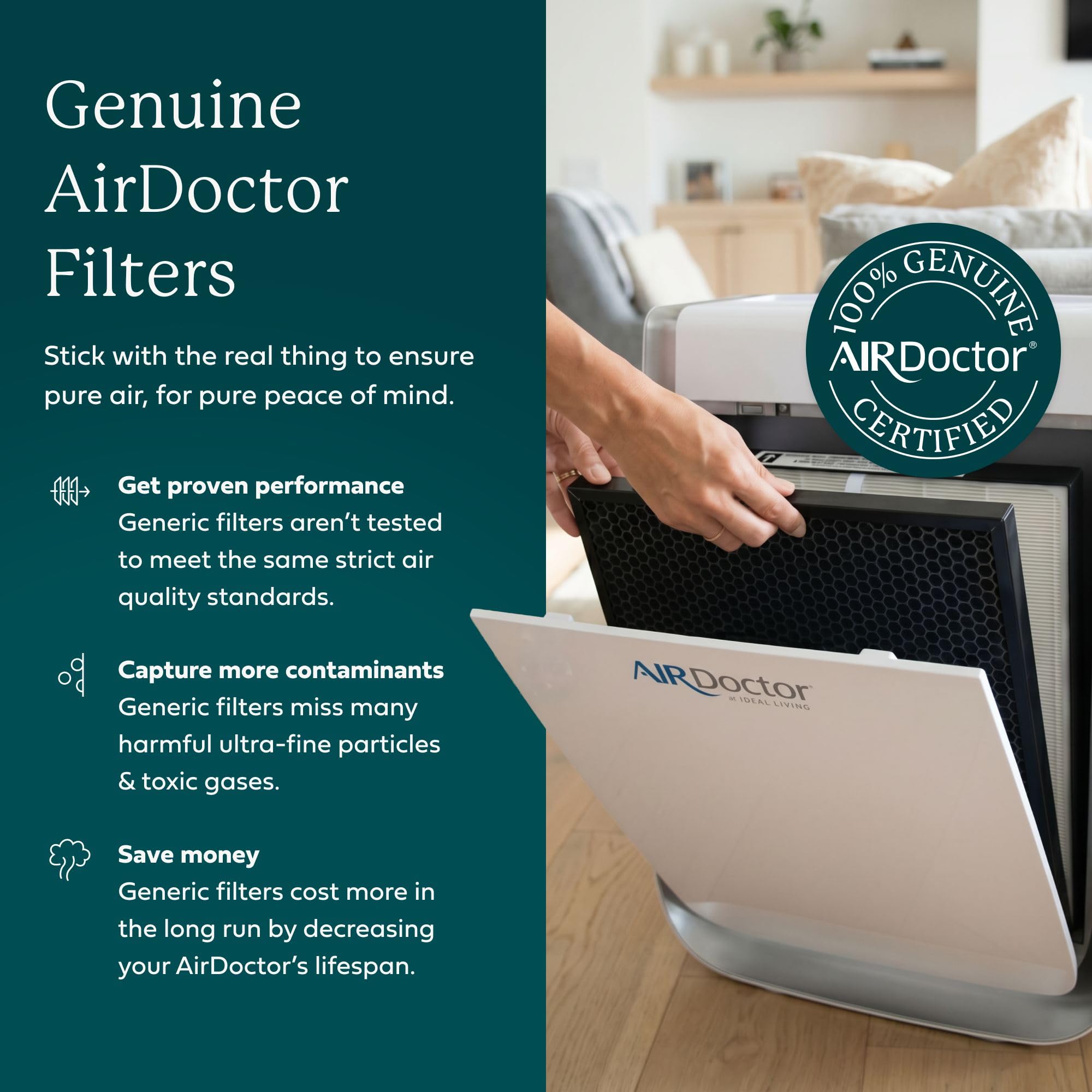 AIRDOCTOR pre-filtro adherido que protege la superficie y facilita el reemplazo
