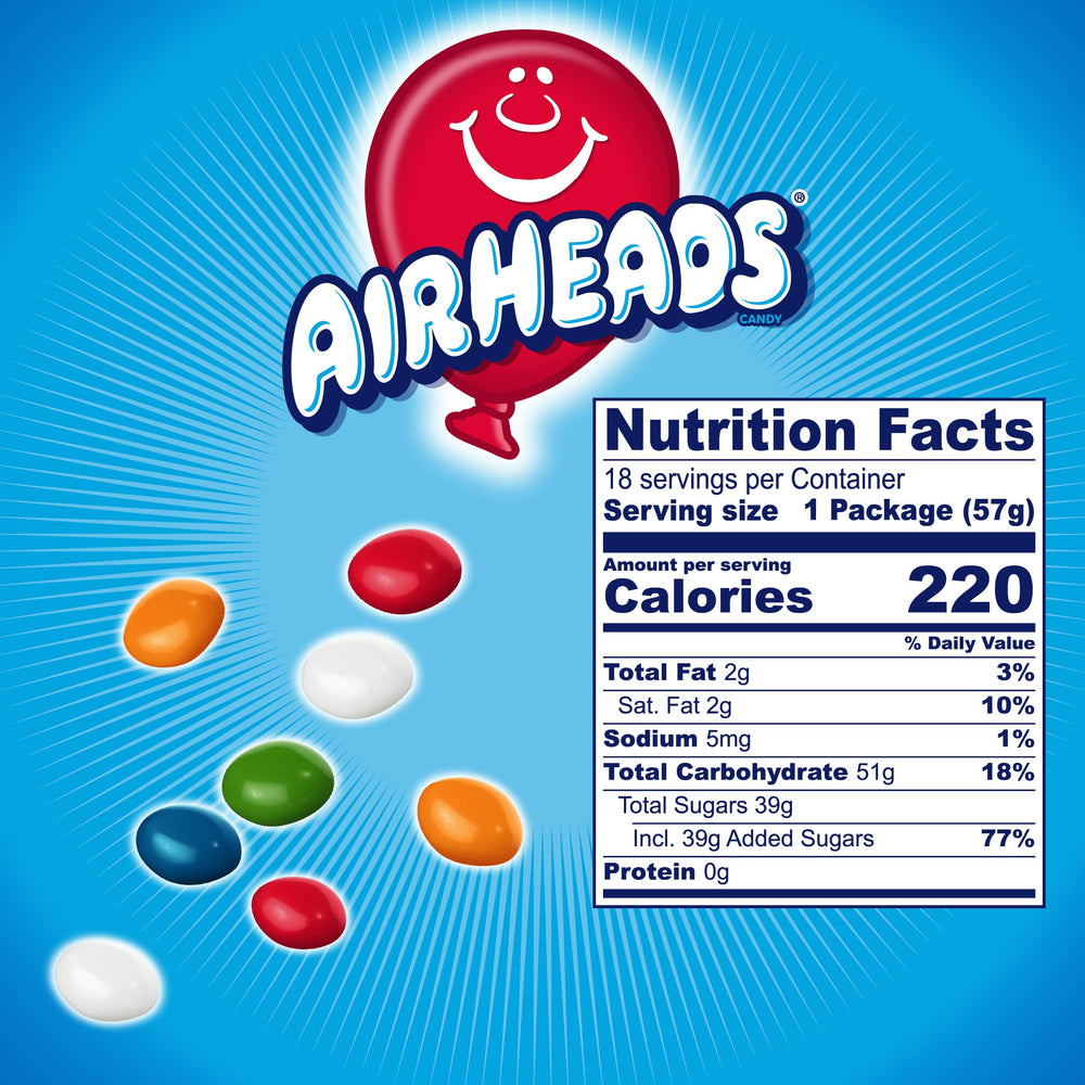 Airheads bolsa dentro de una mochila como snack práctico para viajes