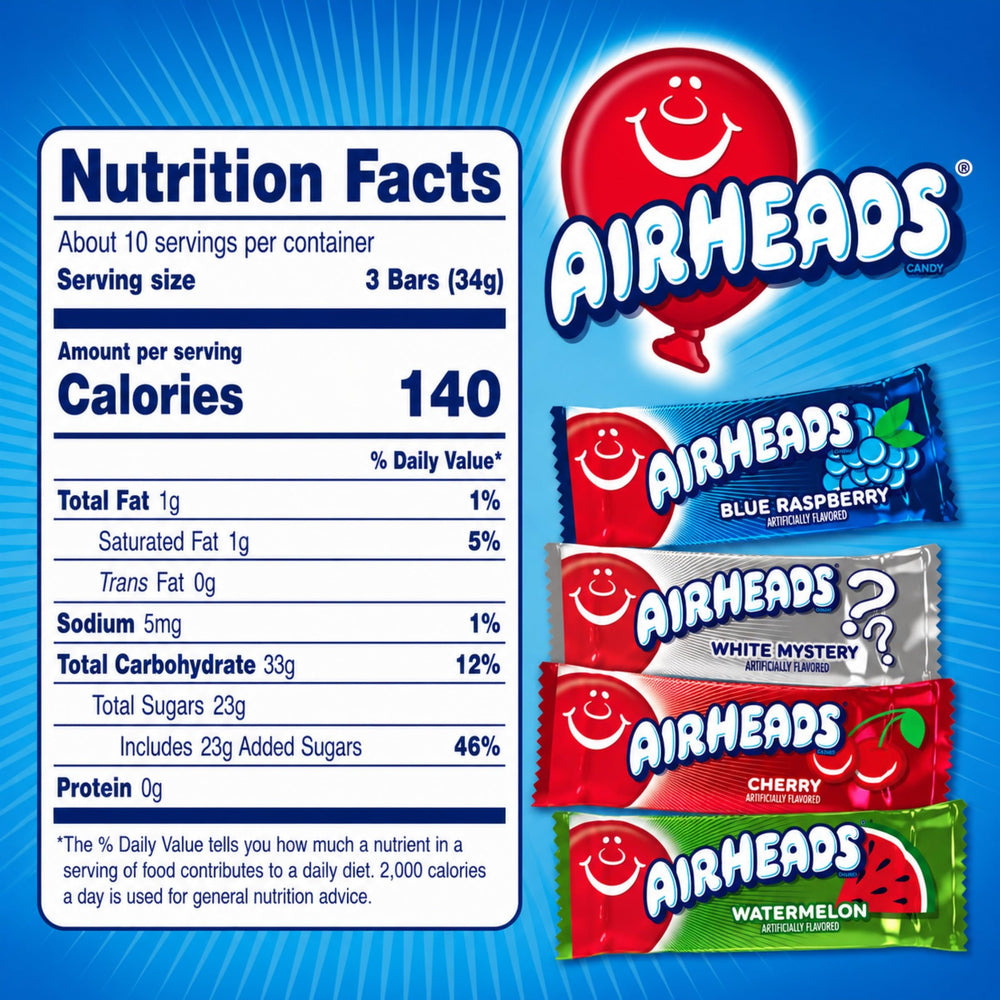 Airheads disposición en mesa de fiesta presentando una opción práctica de snack