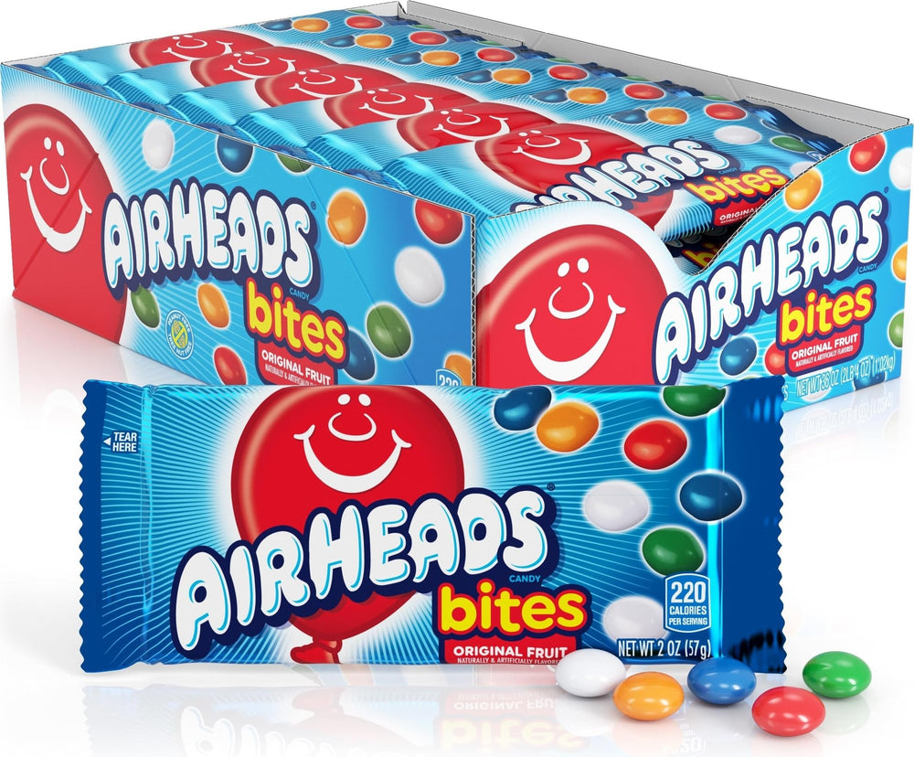 Airheads paquete frontal mostrando diseño y cantidad para identificar el producto