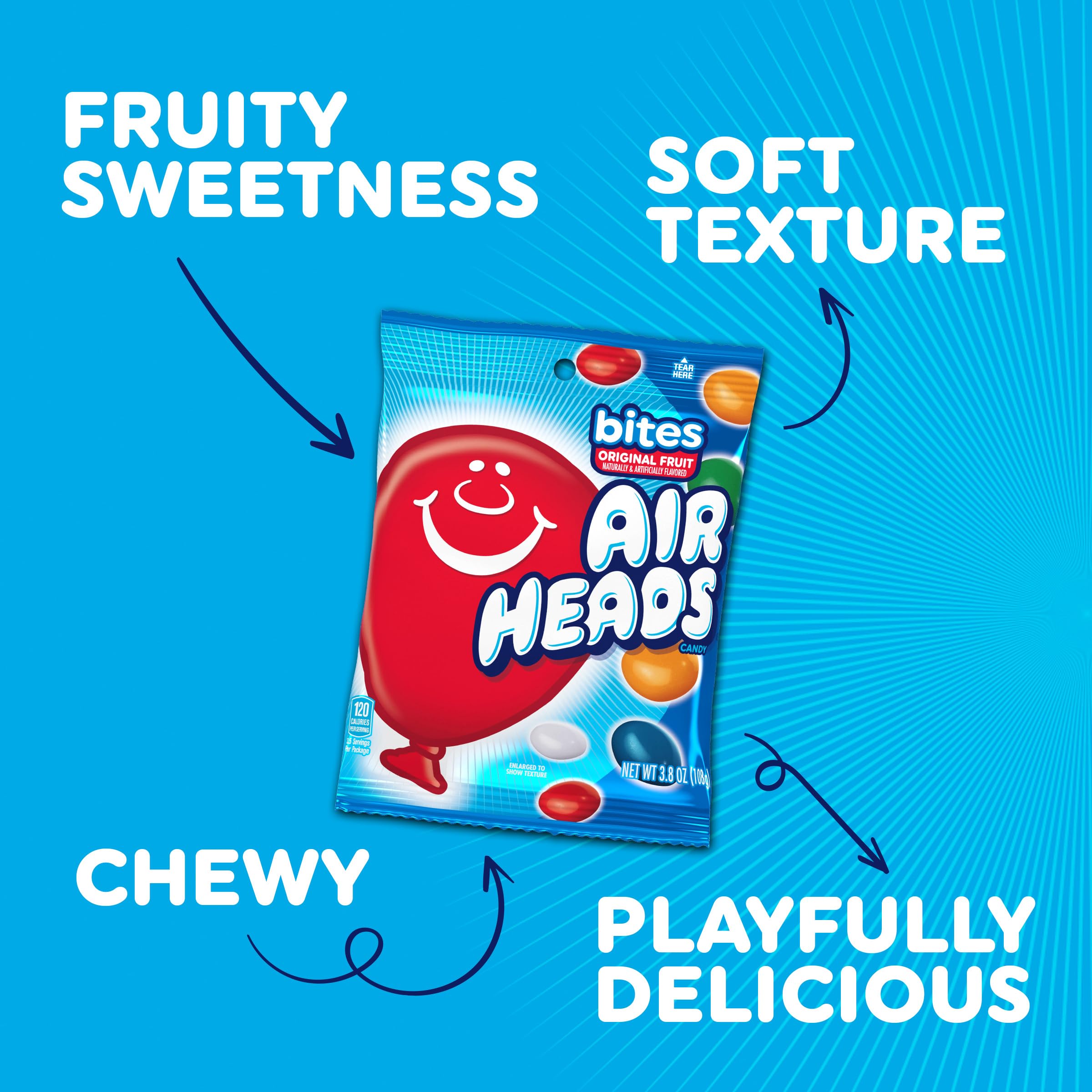 Airheads variedad de sabores distribuidos para mostrar opciones frutales disponibles