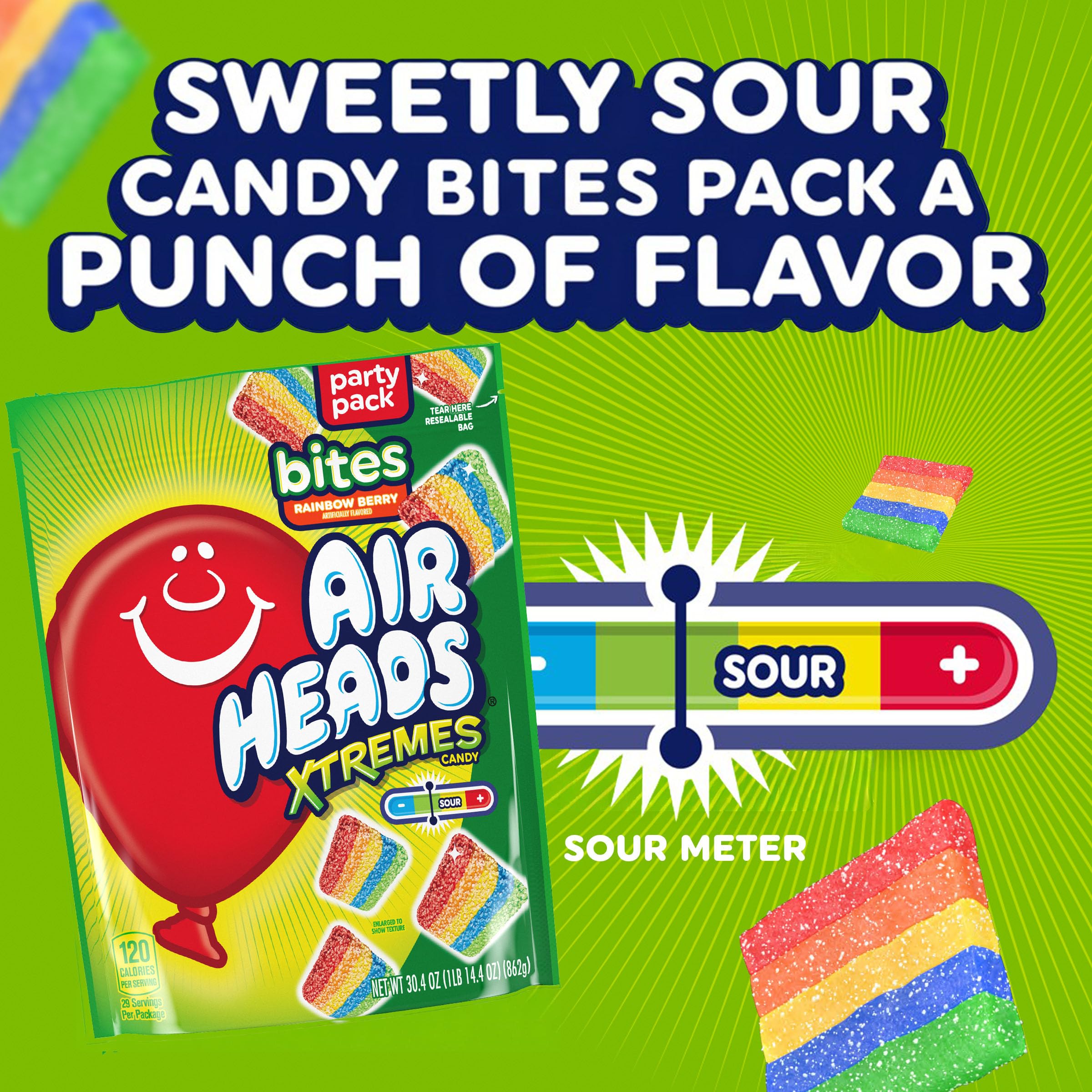 Airheads bolitas Rainbow Berry dispuestas para servir y decorar