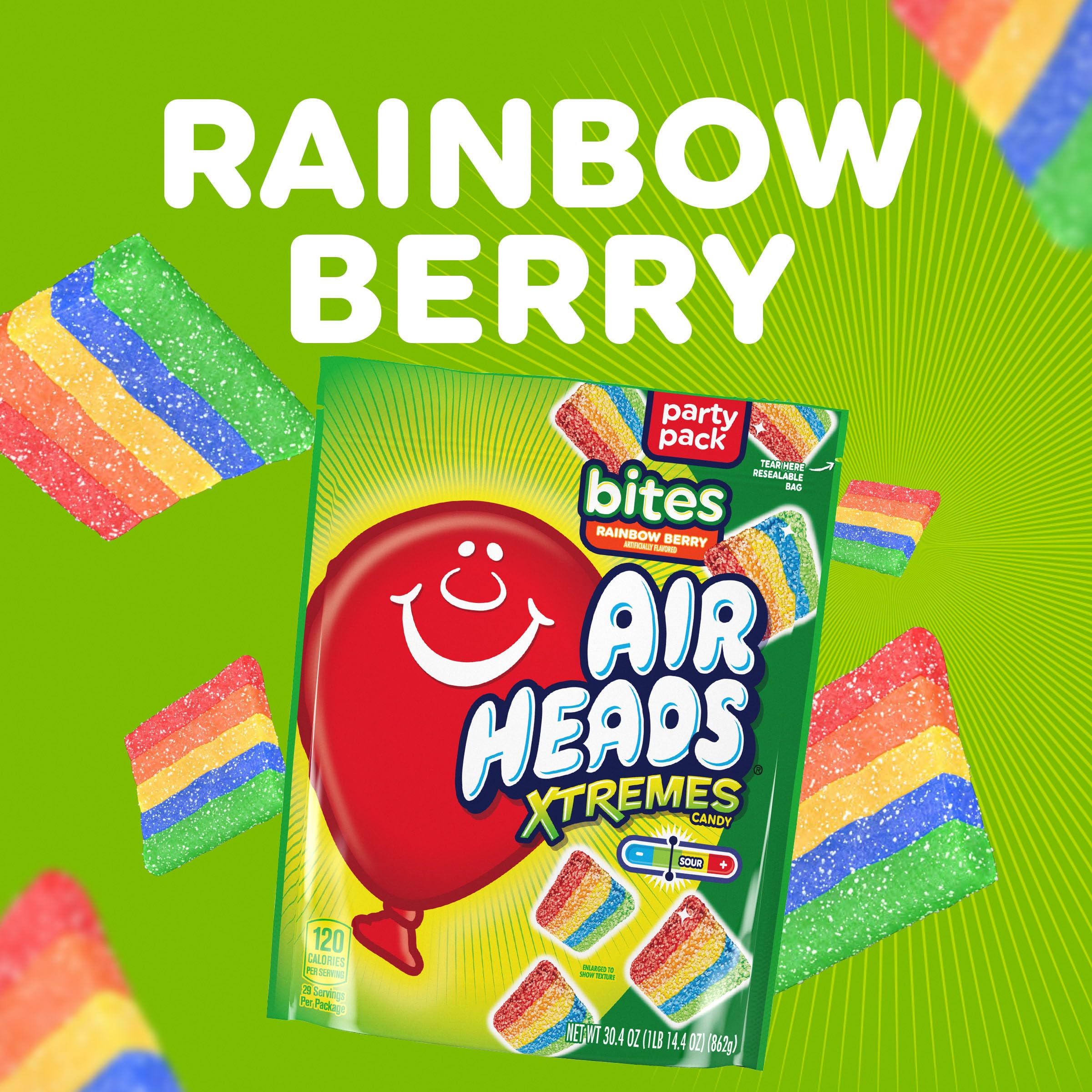Airheads detalle de textura masticable que promete dulzura y acidez