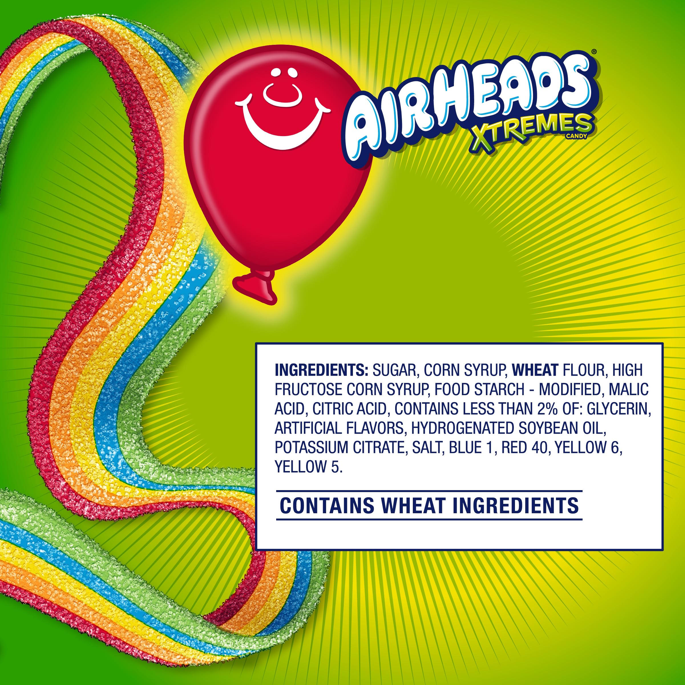 Airheads caja con 12 bolsas apiladas como paquete a granel práctico