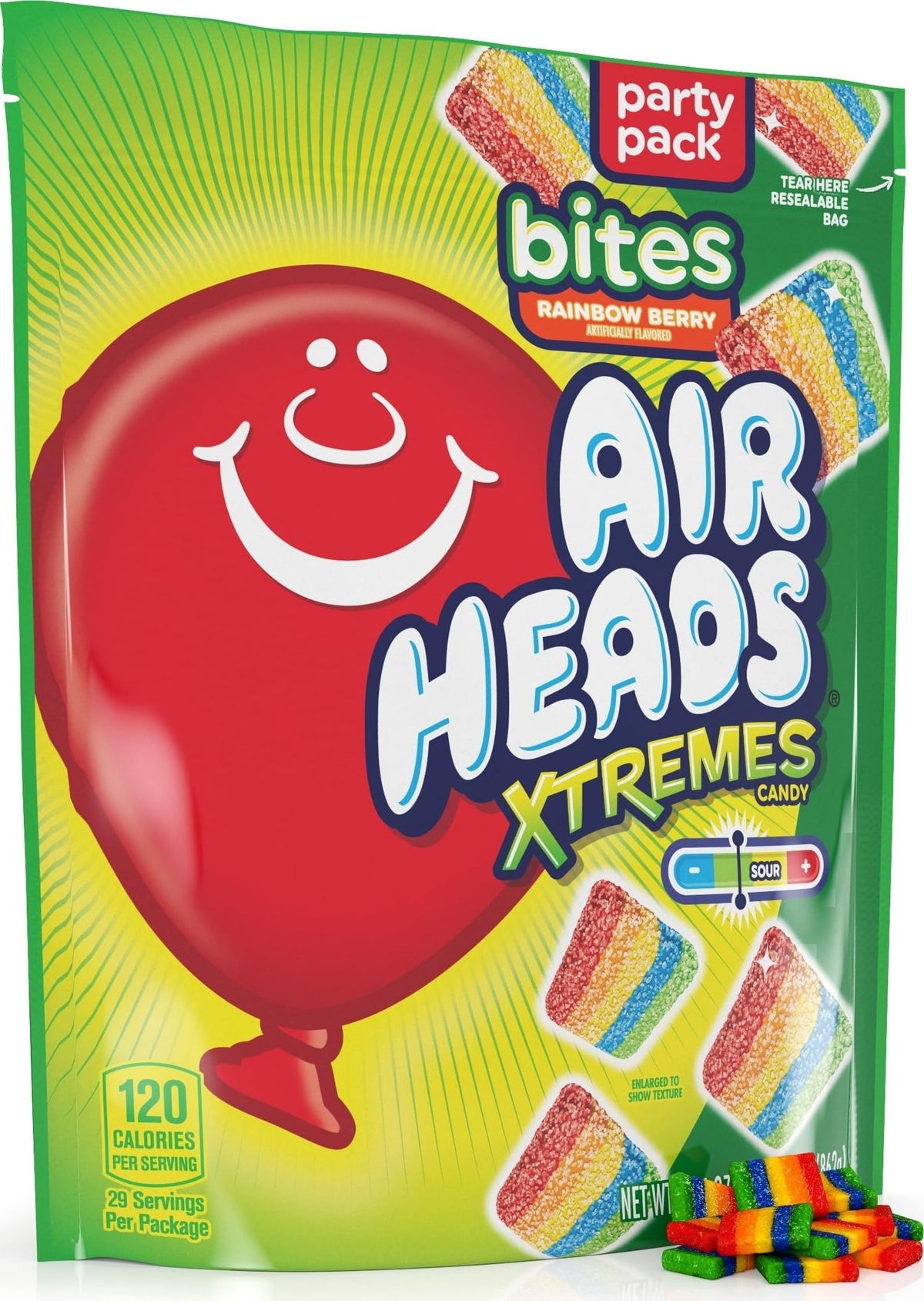 Airheads bolsa frontal mostrando diseño y tamaño para compartir