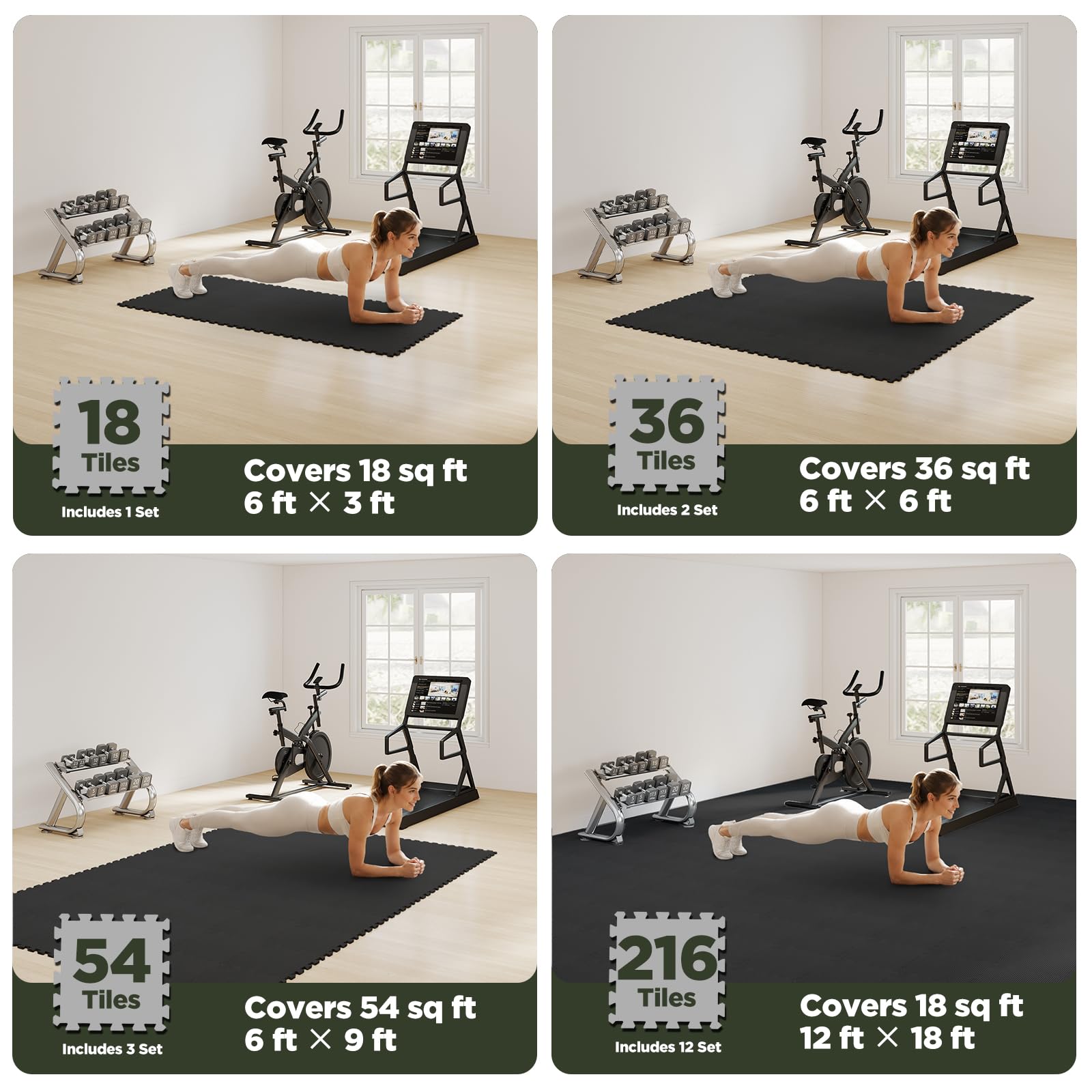 AIRHOP baldosas instaladas en gimnasio casero brindando comodidad