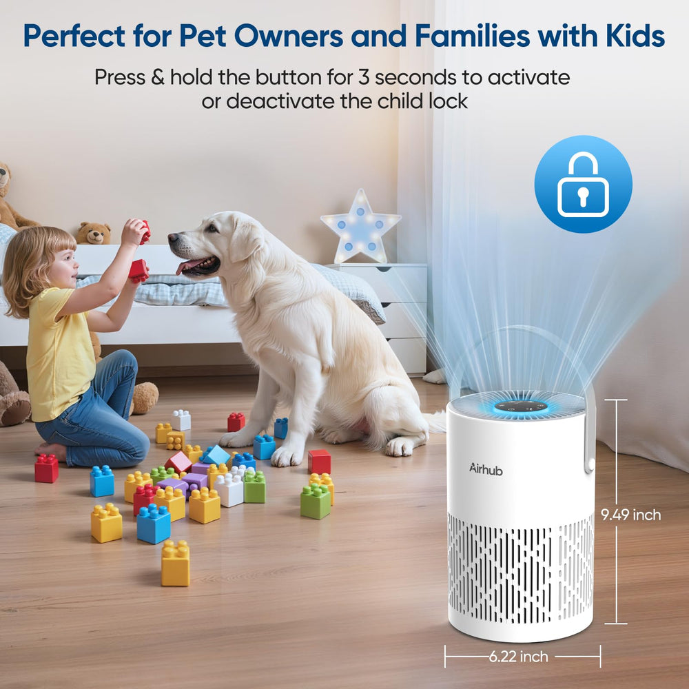 AirHub touch controls and child lock for safe easy operation