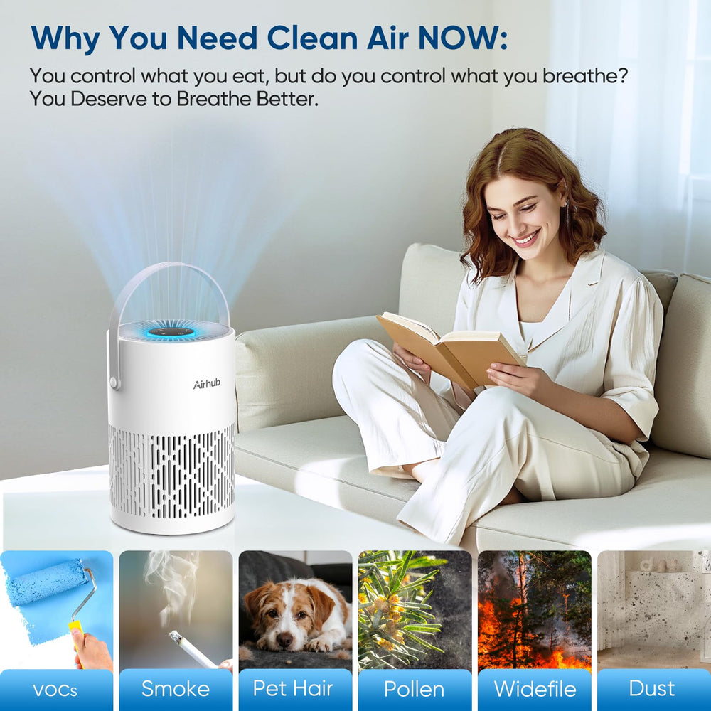 AirHub close-up of True HEPA and carbon filter capturing pollutants
