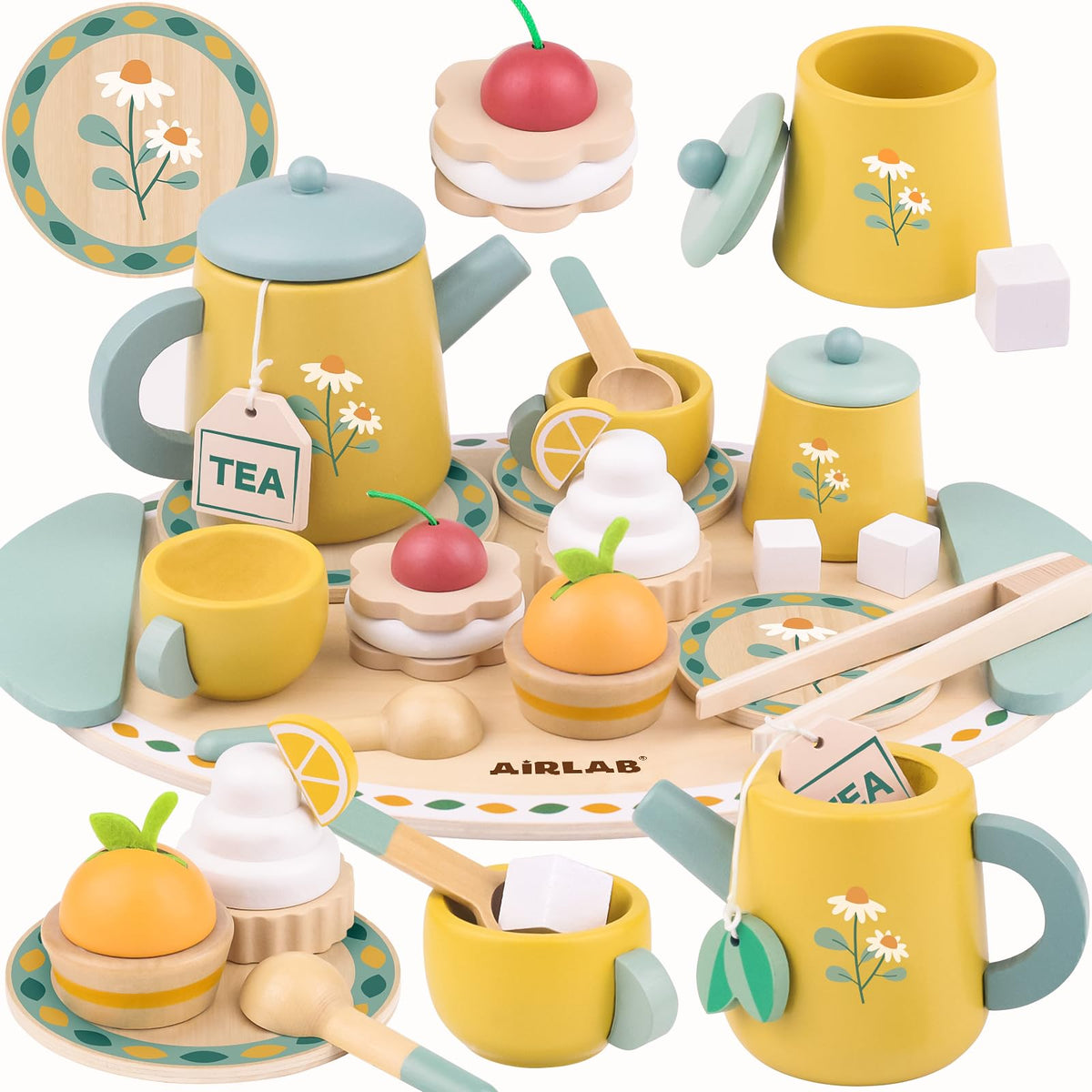 Airlab front packaging showing full tea set and colorful design benefits imagination
