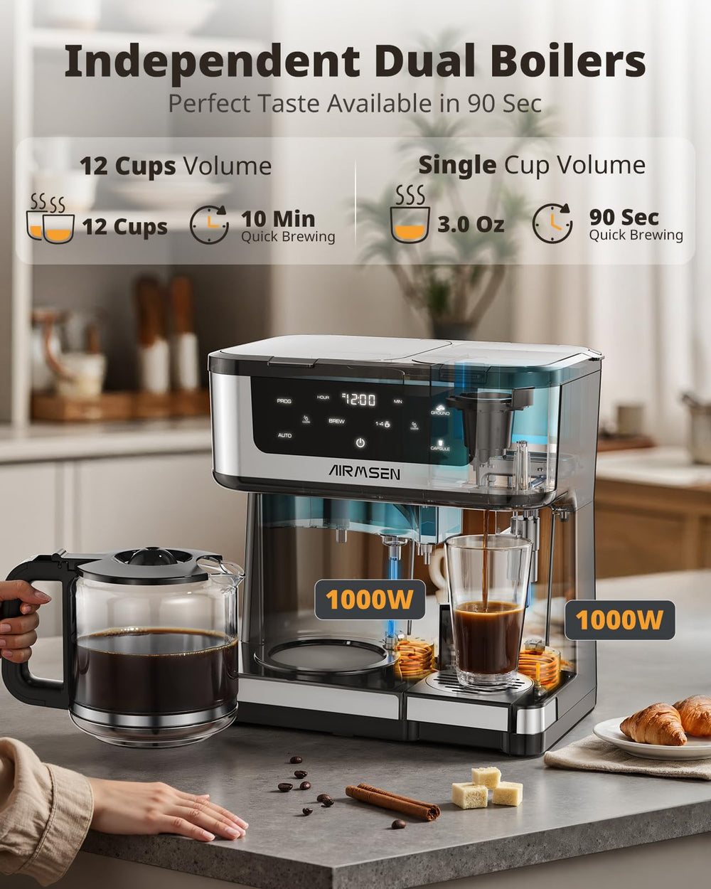 AIRMSEN preparación single-serve con K-Cup para taza rápida y conveniente