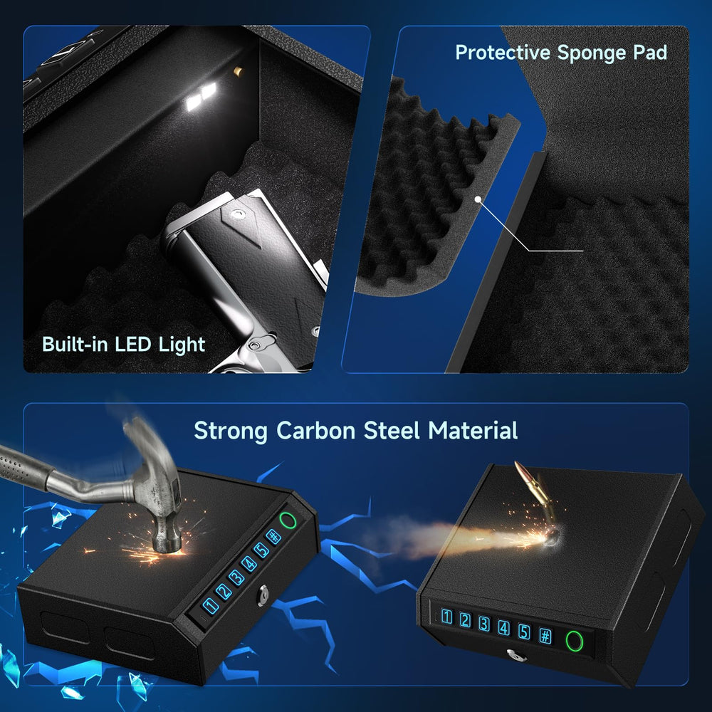 AIRMuch caja abierta con luz LED iluminando pistolas, visibilidad rápida nocturna