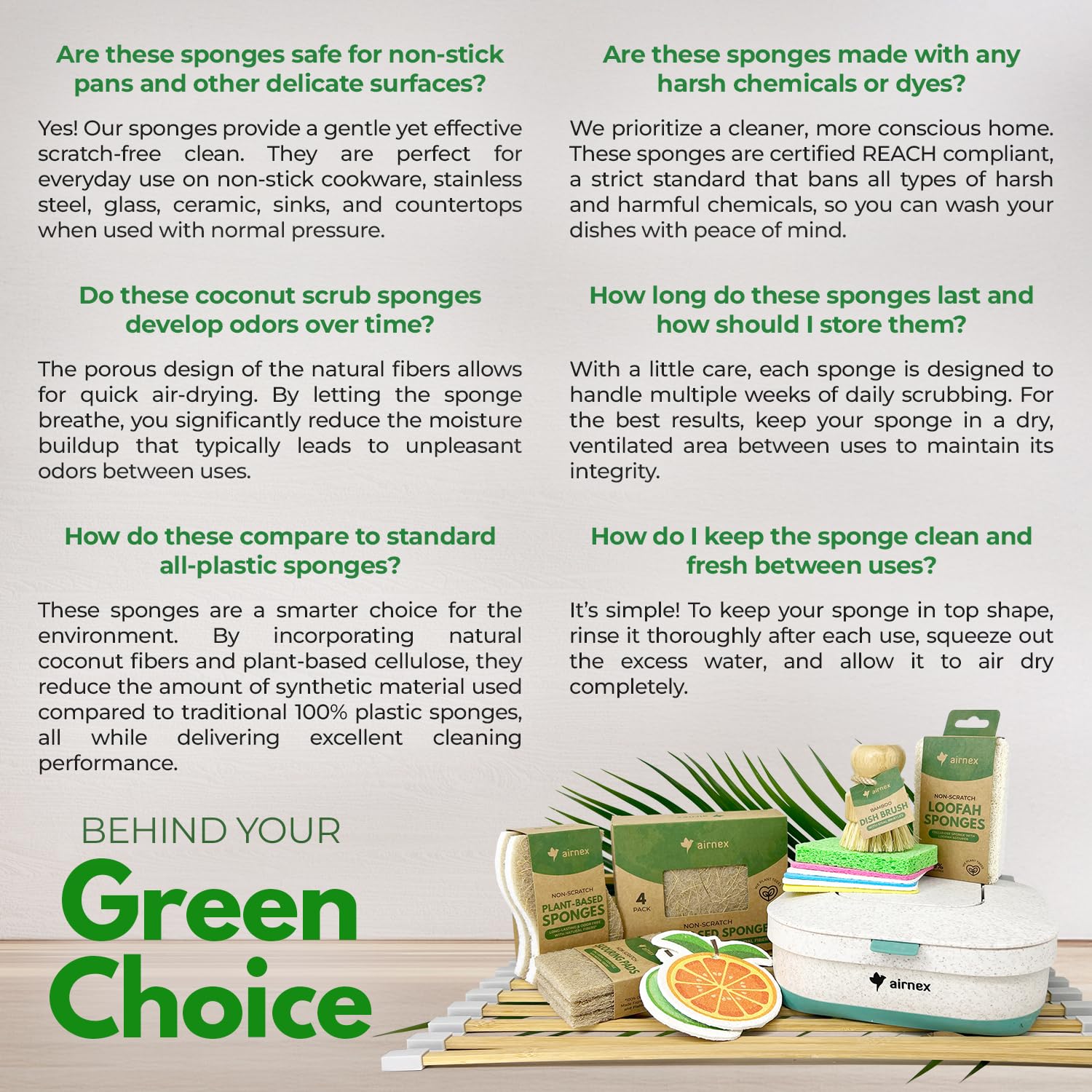 AIRNEX esponja en cocina con plantas, estilo de vida ecológico