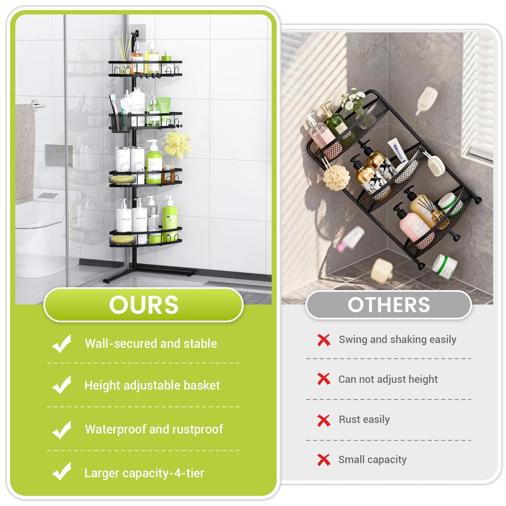 Aitatty estante en ducha con botellas grandes, mantiene productos accesibles