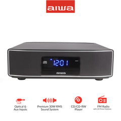 AIWA panel con reproductor CD visible y botones, facilidad de uso