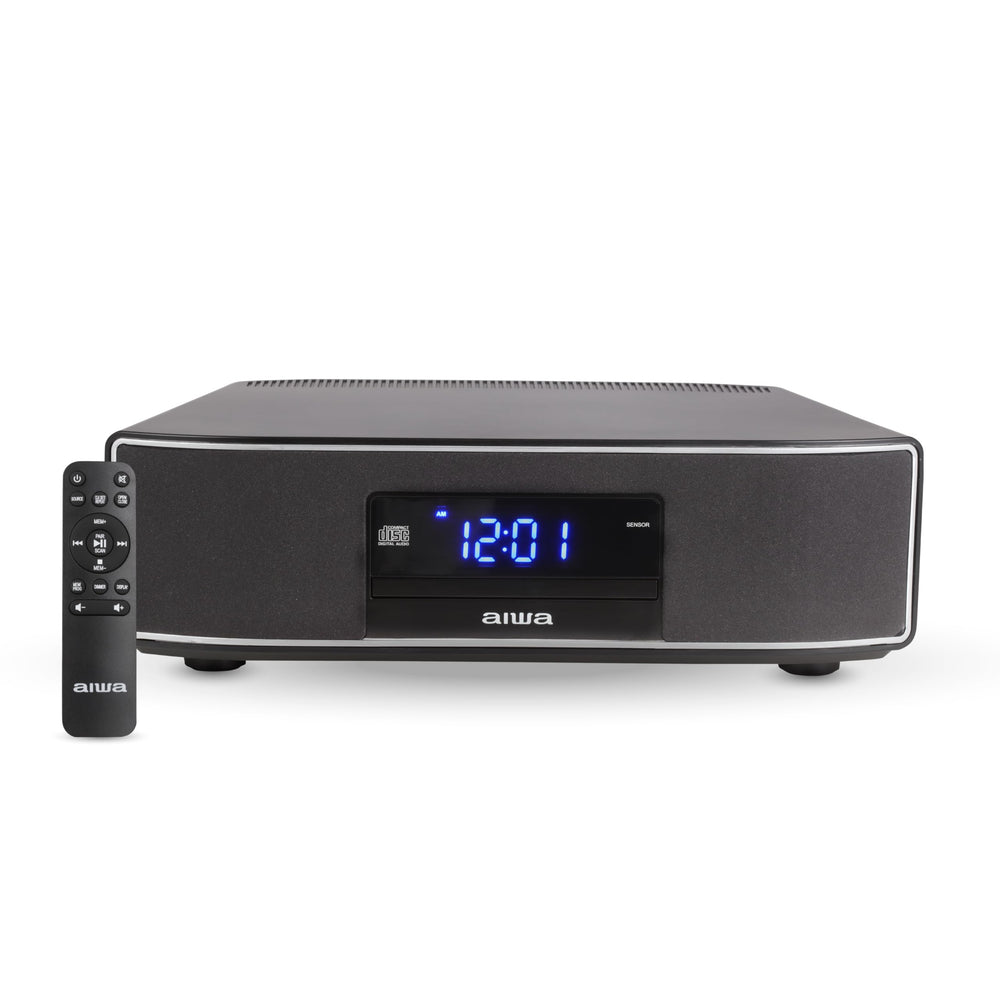 AIWA vista frontal del altavoz mostrando diseño y control, audio potente