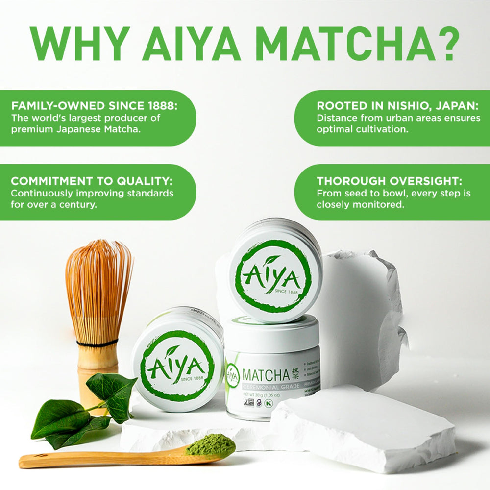 AIYA SINCE 1888 matcha en mesa moderna, inspiración cotidiana saludable