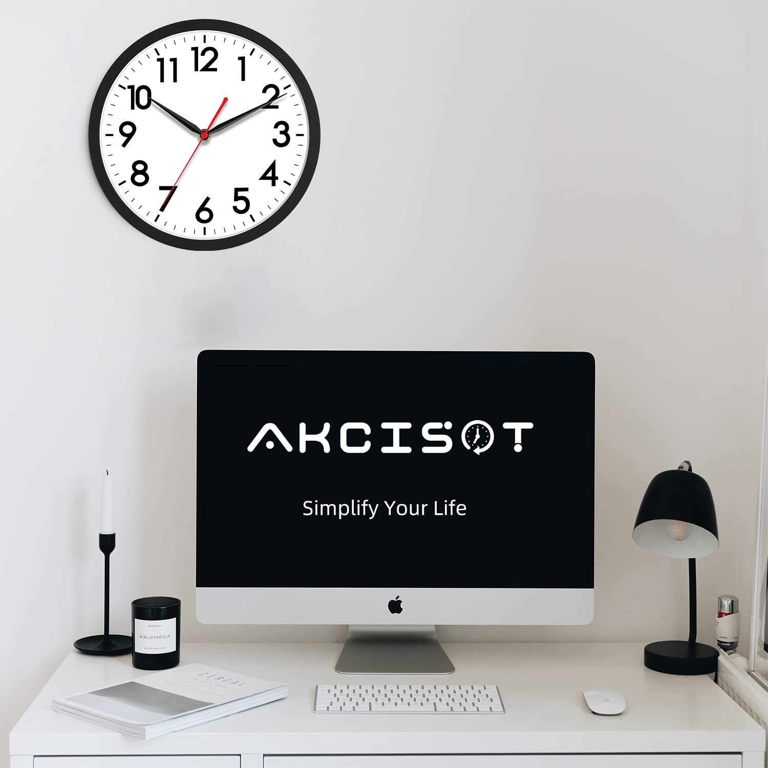 AKCISOT reloj en oficina minimalista sin ruido para concentración