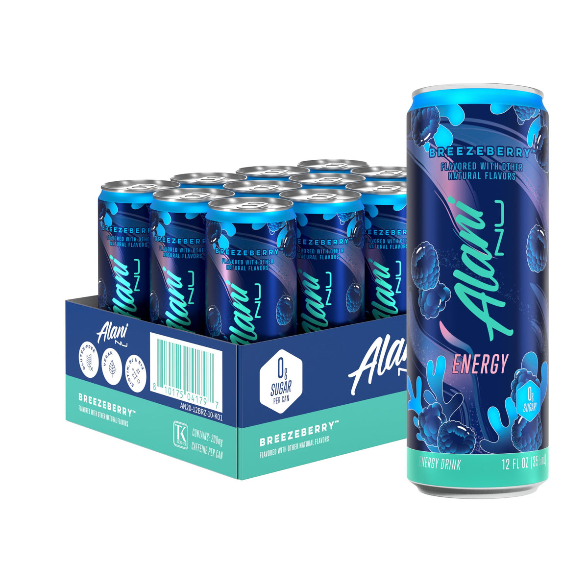 Alani Nu lata Breezeberry vista frontal, presentación clara y refrescante