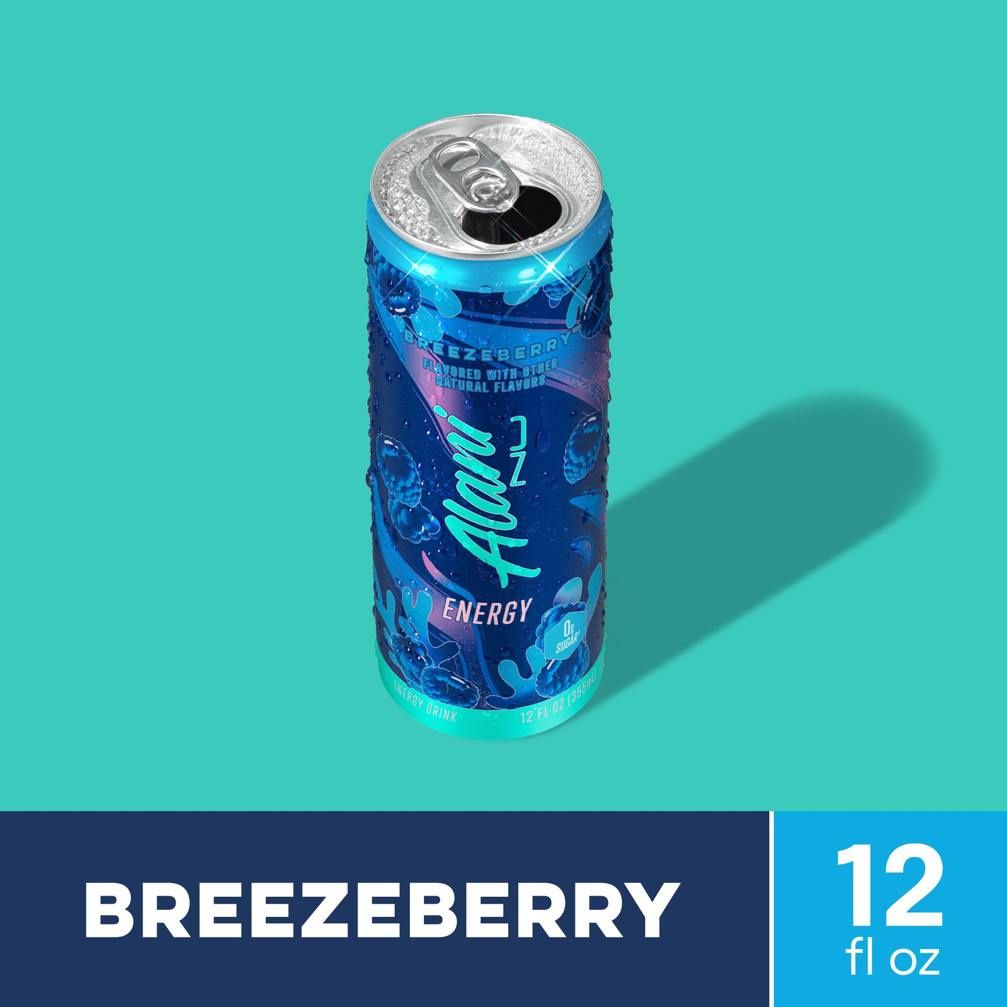 Alani Nu lata Breezeberry abierta mostrando contenido, lista para beber