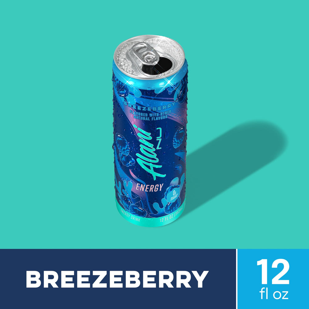Alani Nu lata Breezeberry abierta mostrando contenido, lista para beber