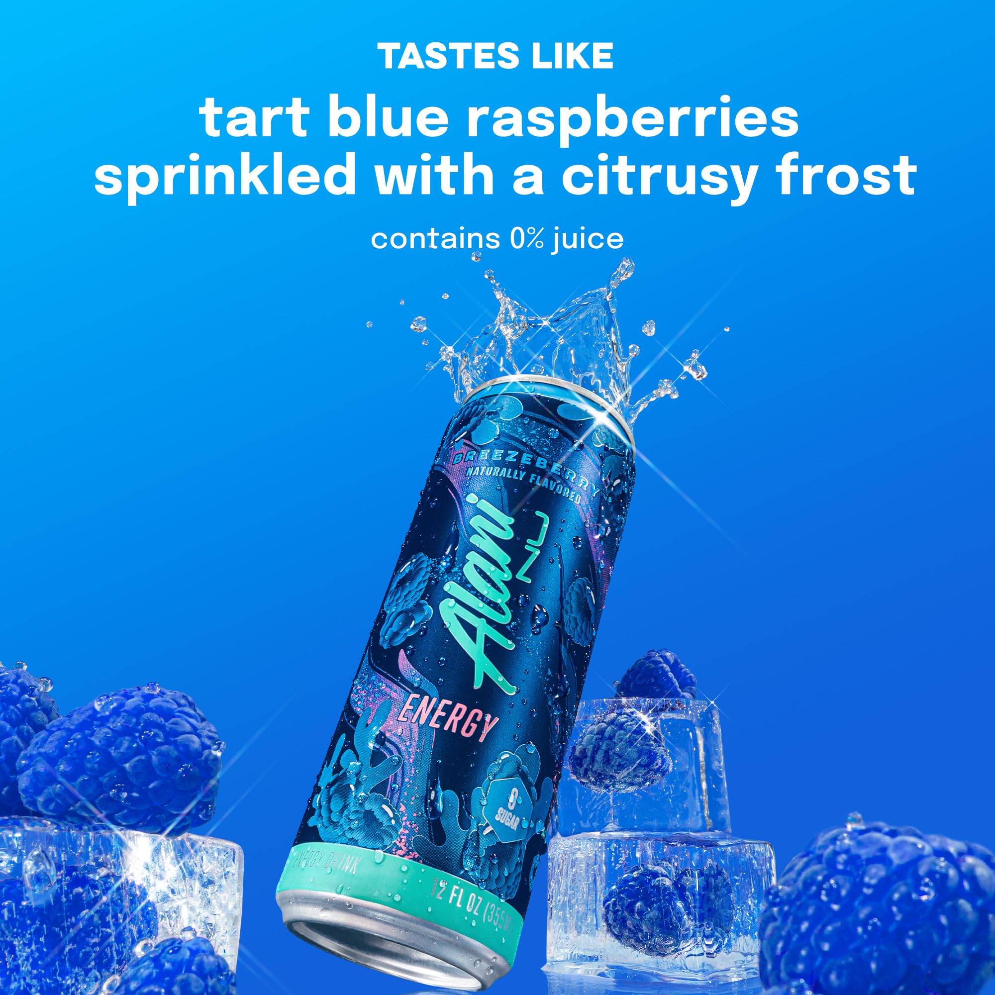 Alani Nu mano sosteniendo lata Breezeberry, energía portátil y práctica