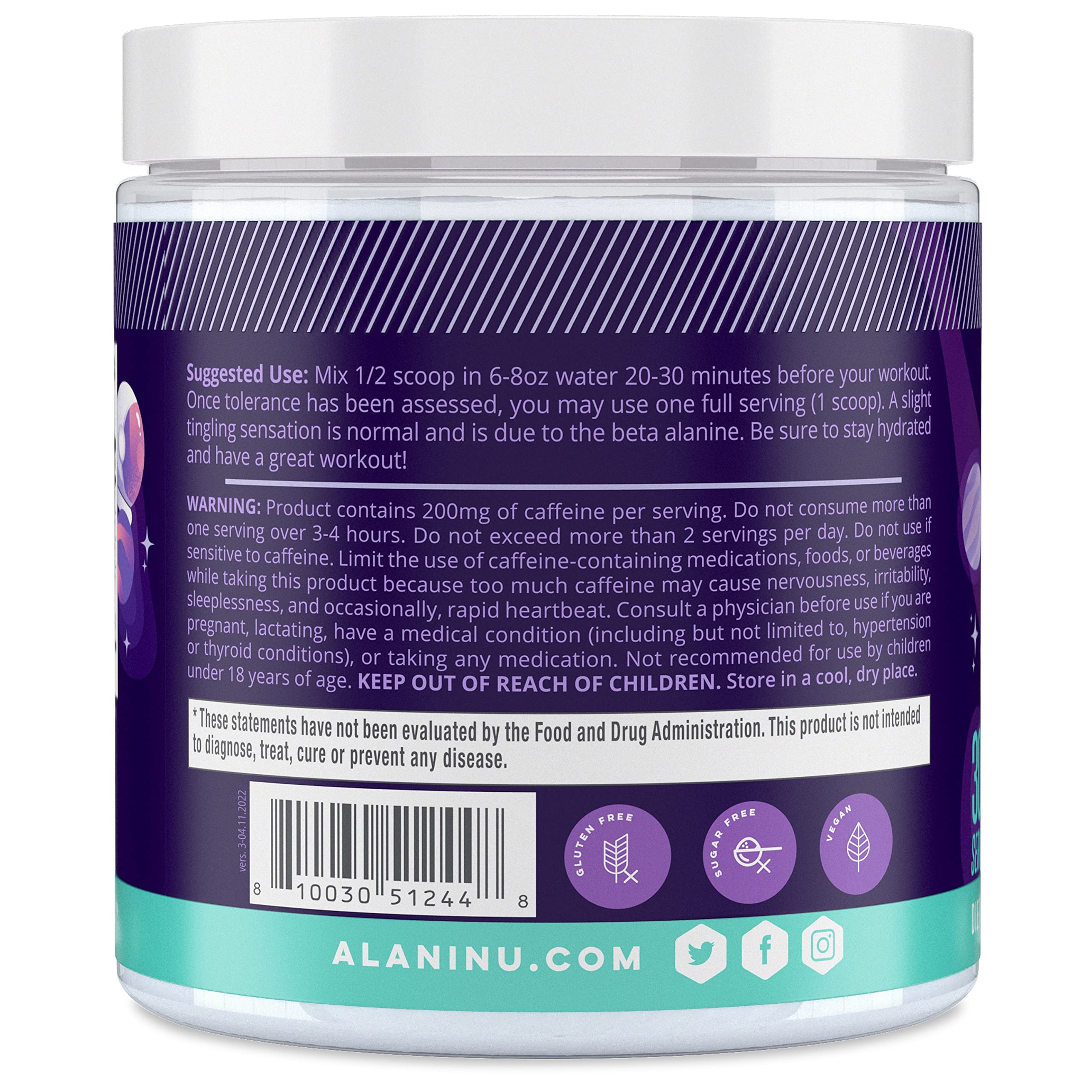 Alani Nu vaso con bebida Cosmic Stardust listo para energía pre-entreno