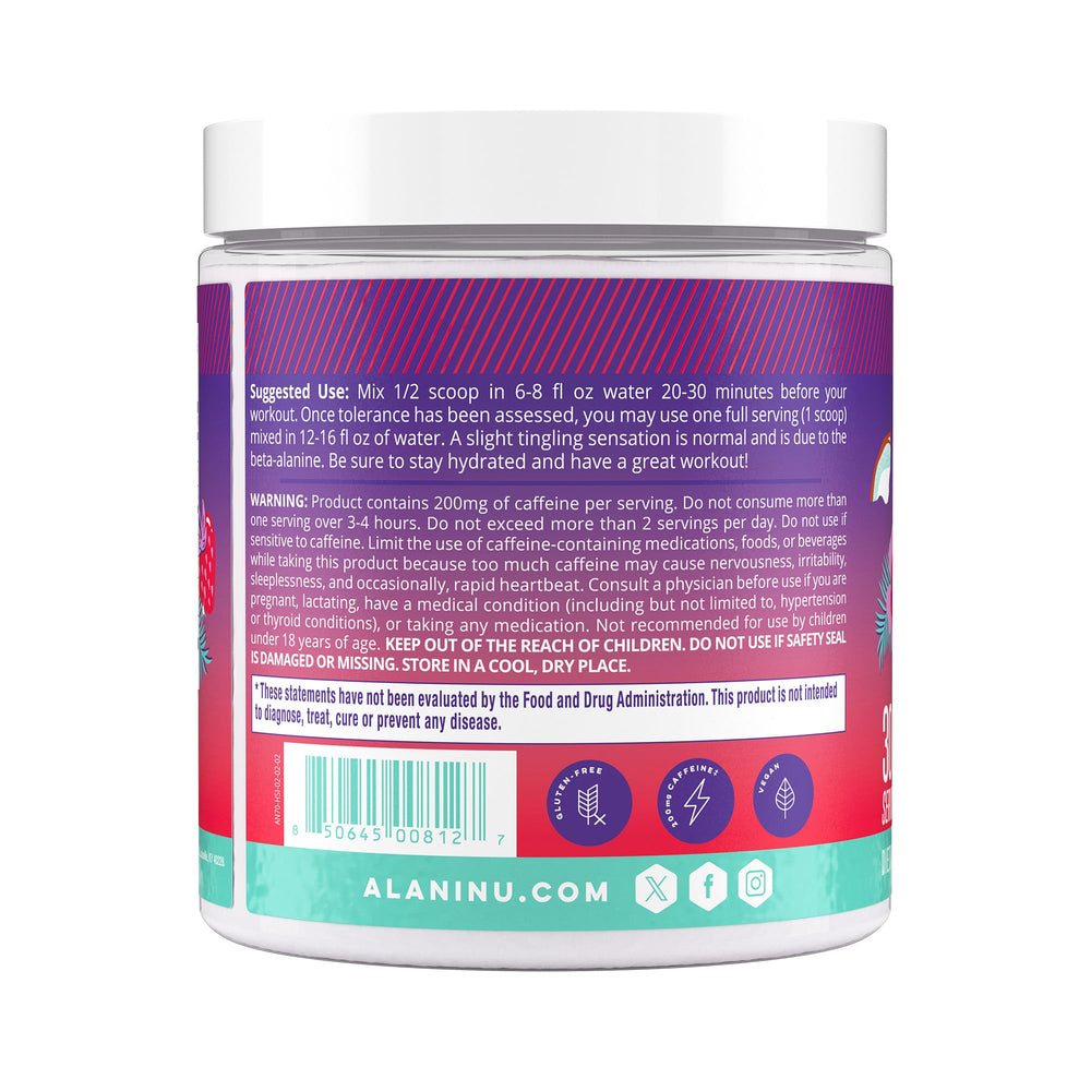 Alani Nu etiqueta de ingredientes visible, transparencia y confianza