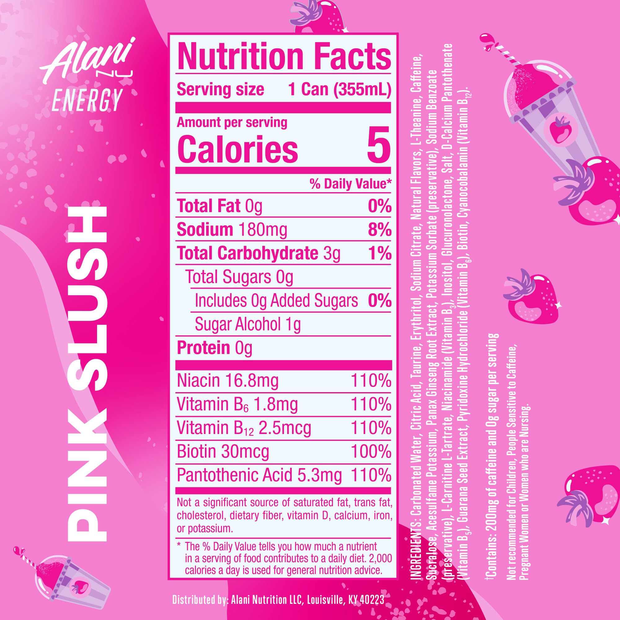 Cerca de la espuma ligera de Pink Slush Alani Nu, aspecto refrescante y suave