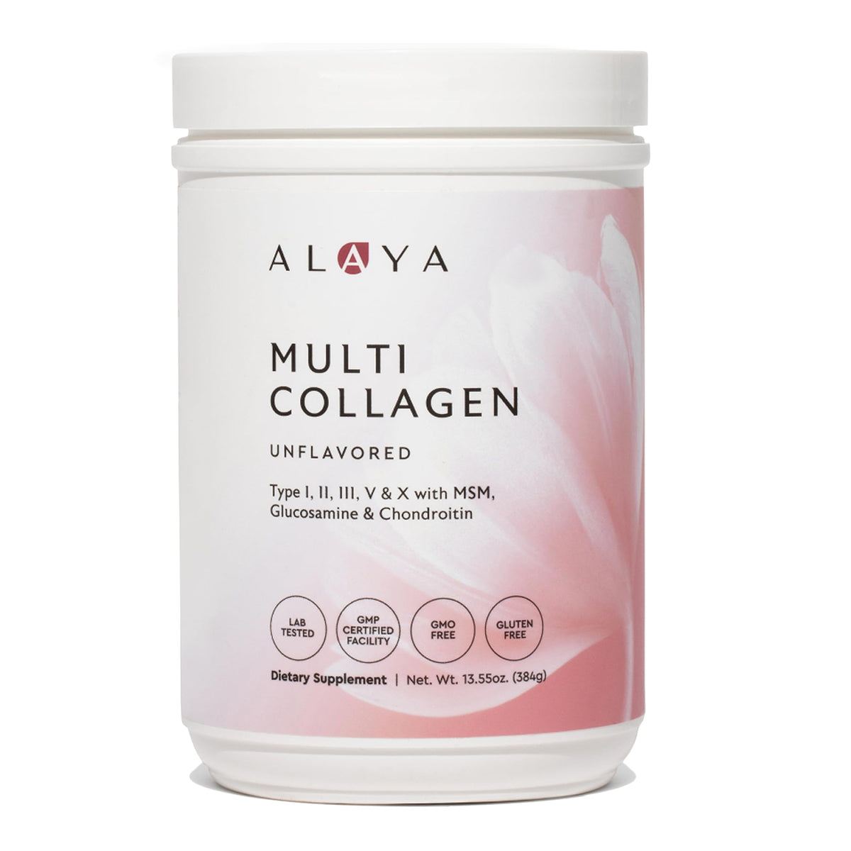 Alaya Naturals envase frontal del polvo multi colágeno mostrando la marca y tamaño