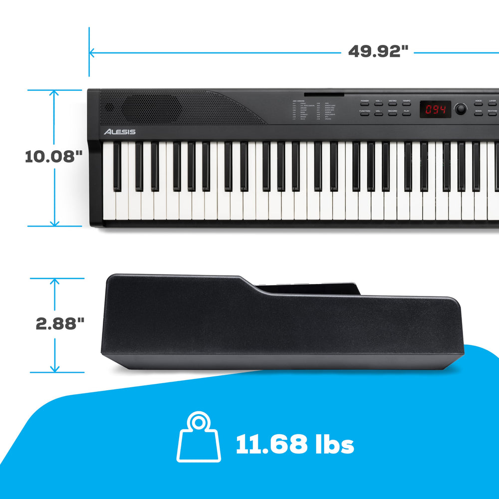 Alesis Recital Play conectado por USB‑MIDI a ordenador para grabación y lecciones