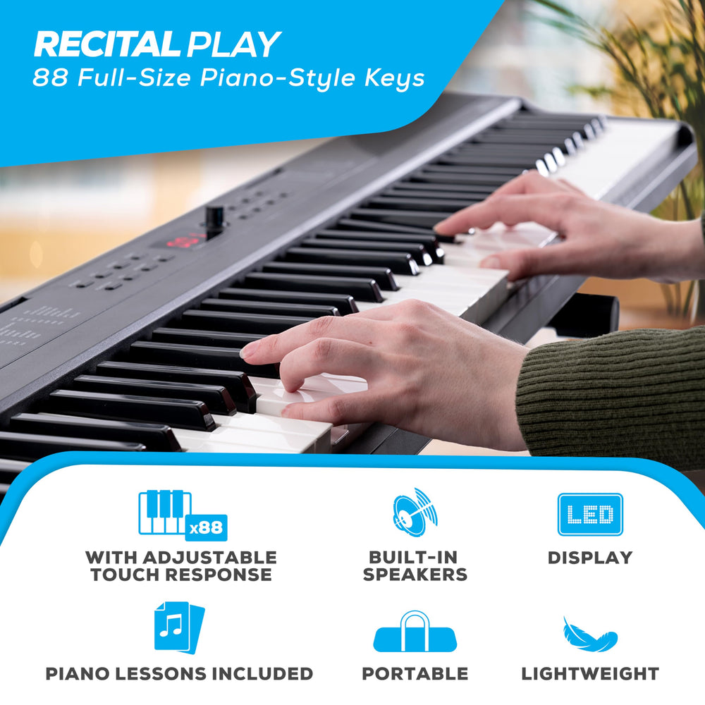 Alesis Recital Play detalle de teclas sensibles al tacto para mejor control dinámico